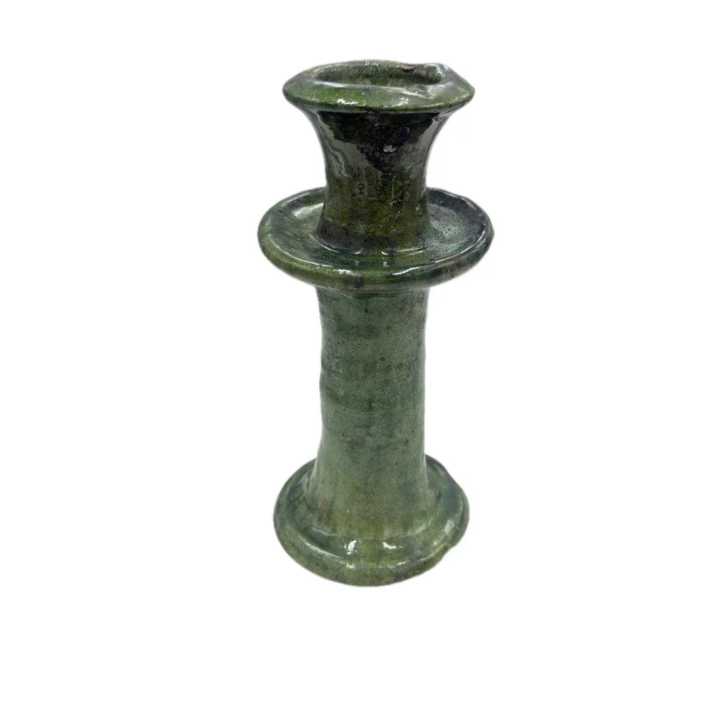 Moroccan Tamegroute Glazed Candlestick Holder - Berbere Imports
