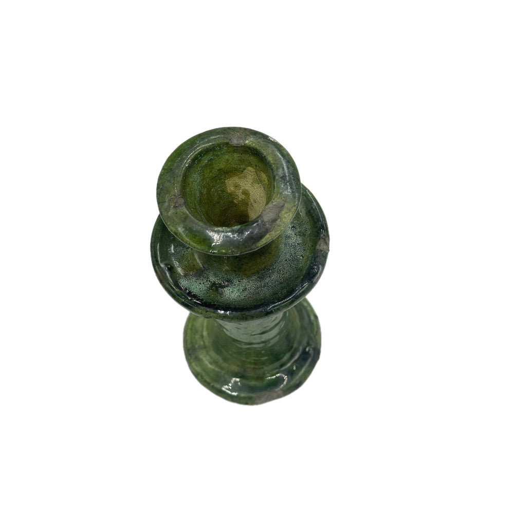 Moroccan Tamegroute Glazed Candlestick Holder - Berbere Imports