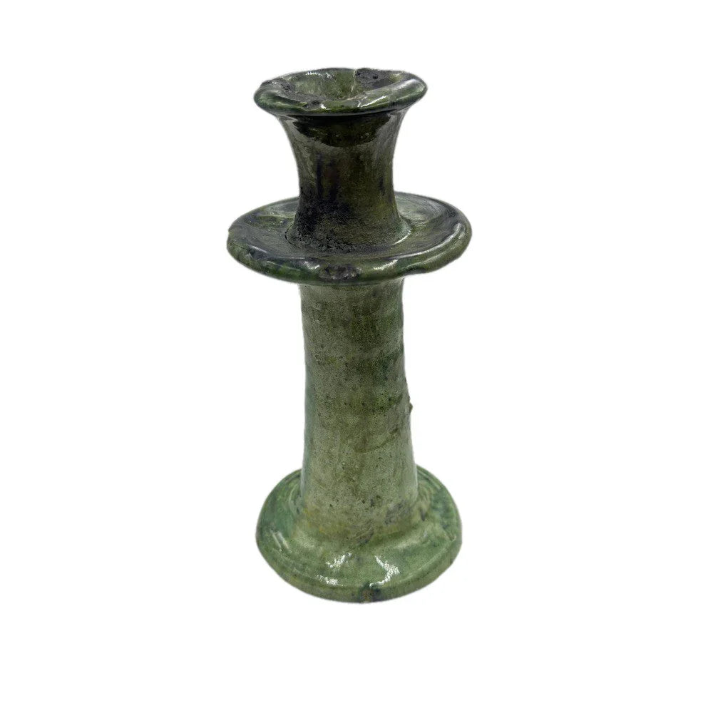 Moroccan Tamegroute Glazed Candlestick Holder - Berbere Imports
