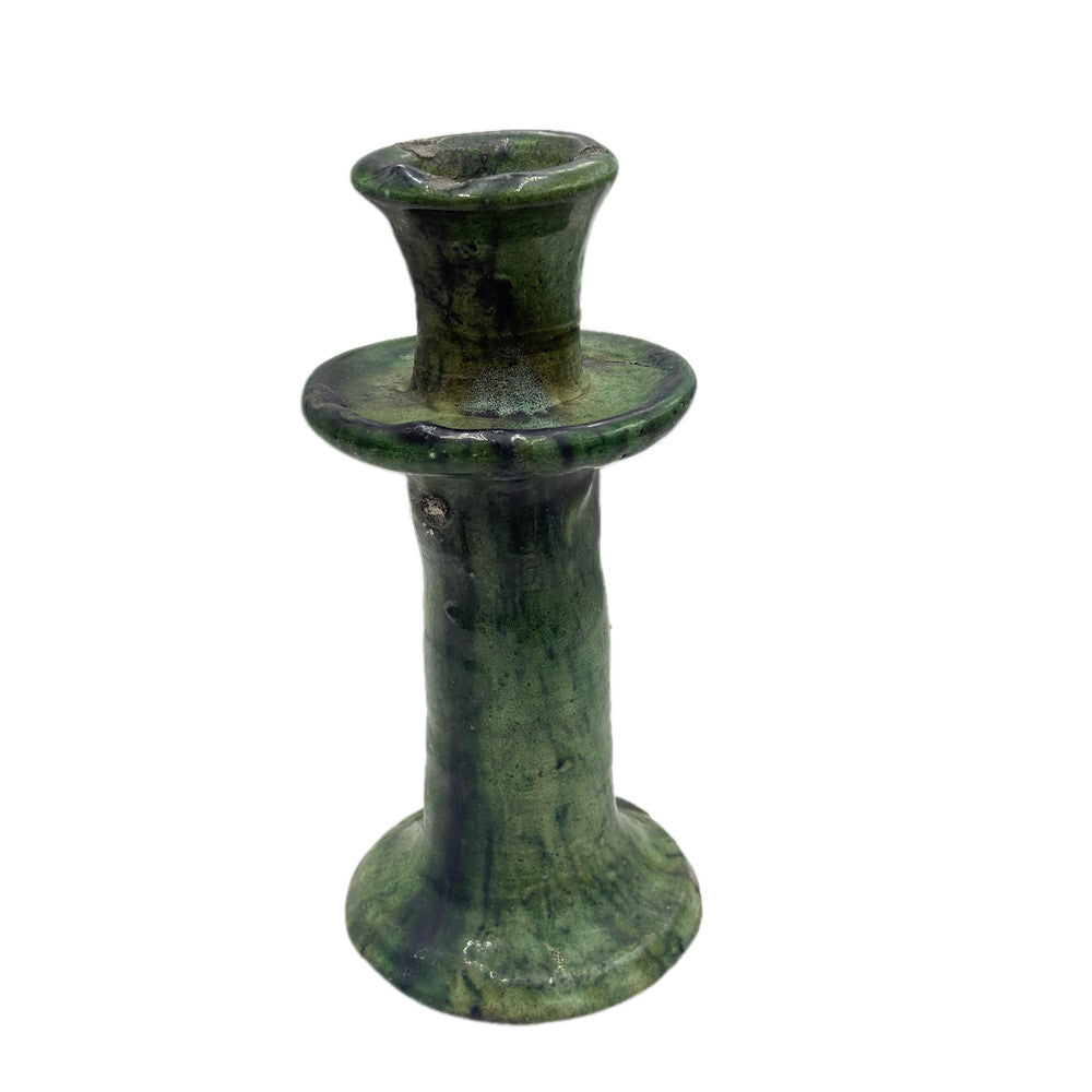 Moroccan Tamegroute Glazed Candlestick Holder - Berbere Imports