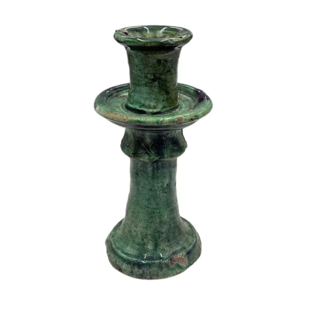 Moroccan Tamegroute Glazed Candlestick Holder - Berbere Imports