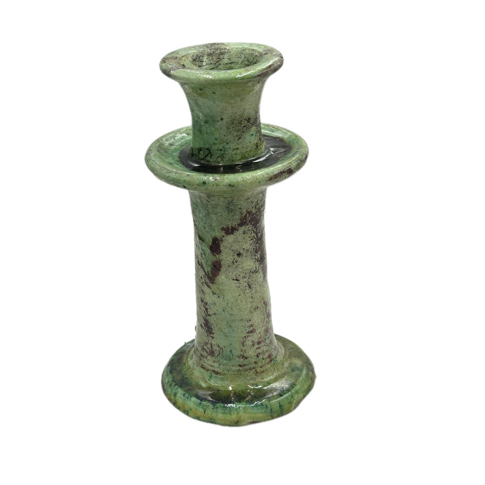 Moroccan Tamegroute Glazed Candlestick Holder - Berbere Imports