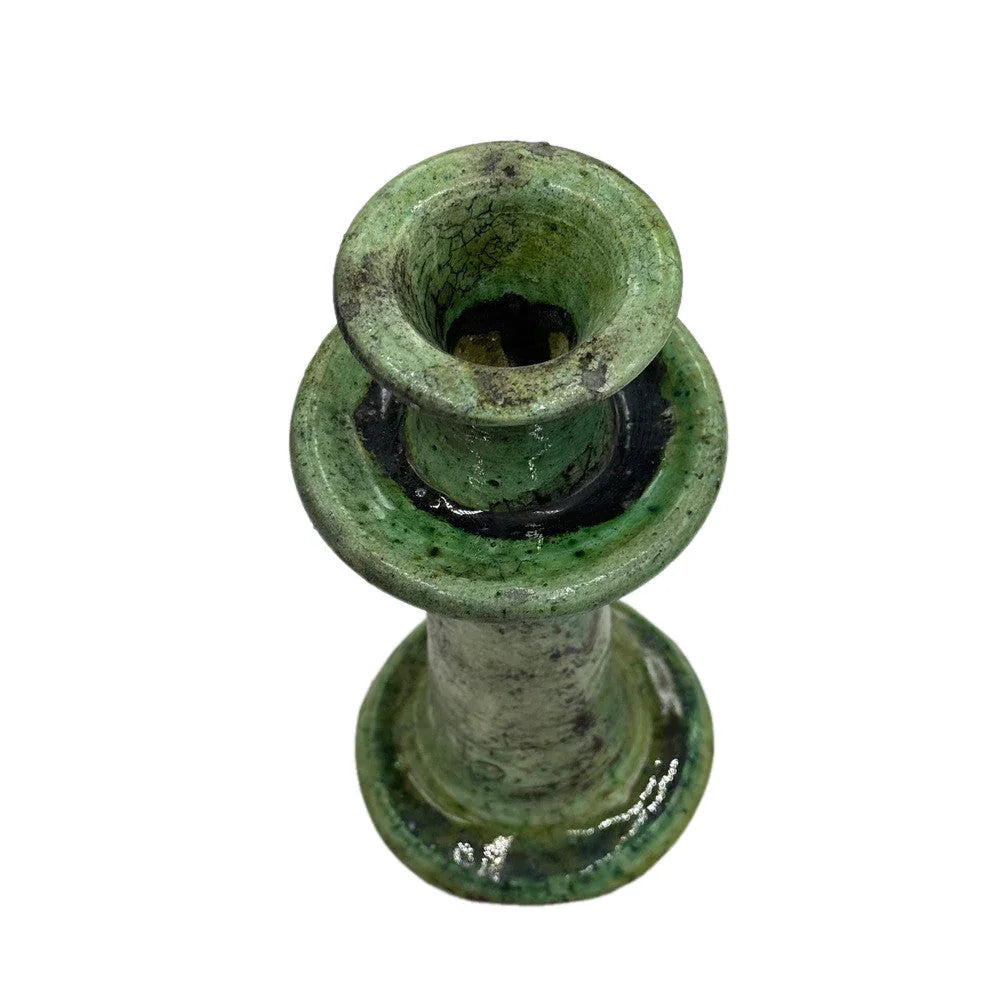 Moroccan Tamegroute Glazed Candlestick Holder - Berbere Imports