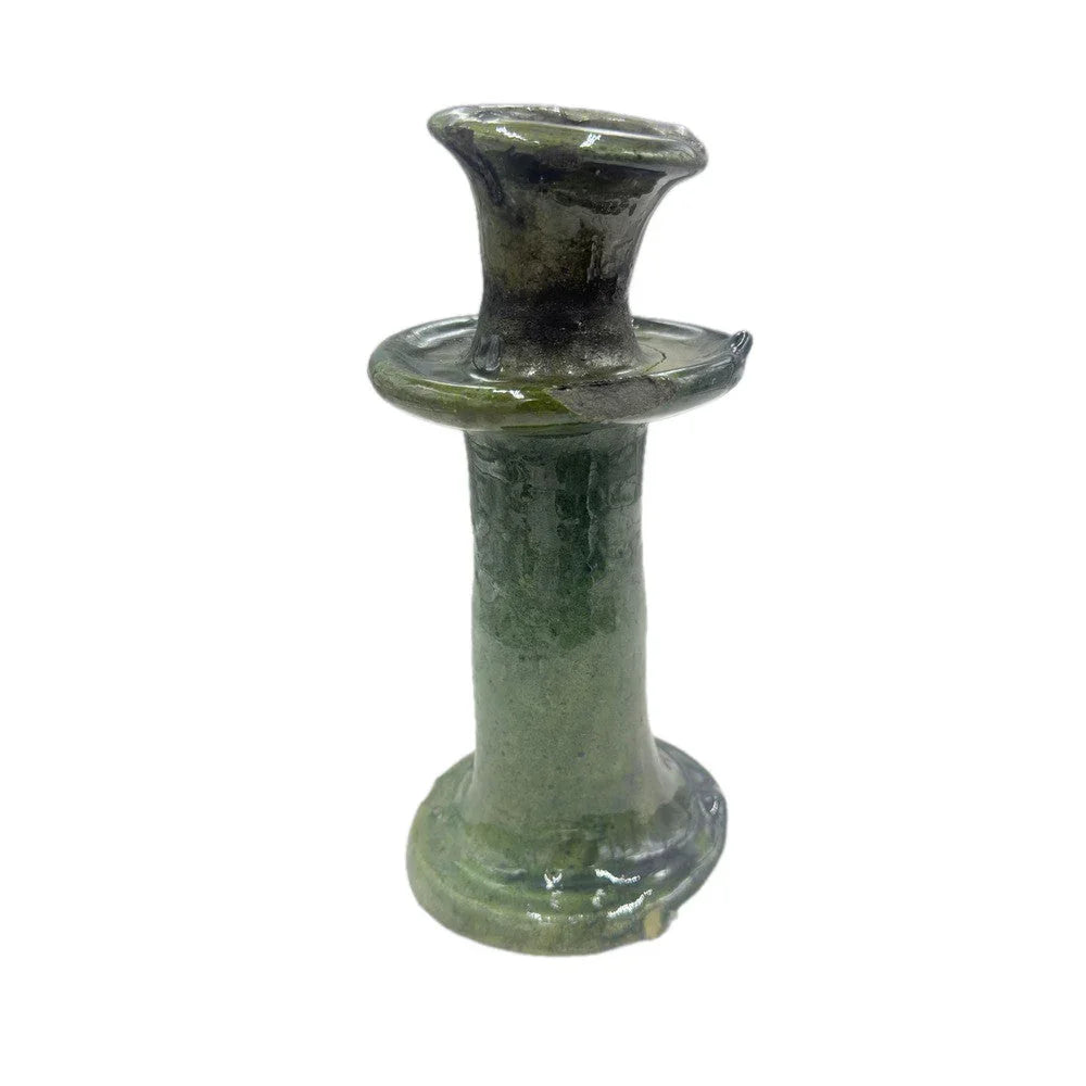 Moroccan Tamegroute Glazed Candlestick Holder - Berbere Imports