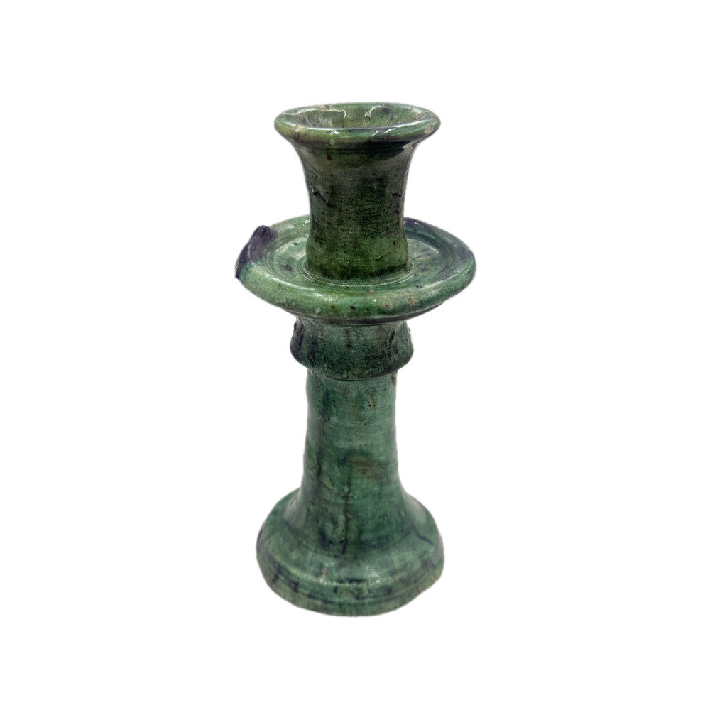 Moroccan Tamegroute Glazed Candlestick Holder - Berbere Imports