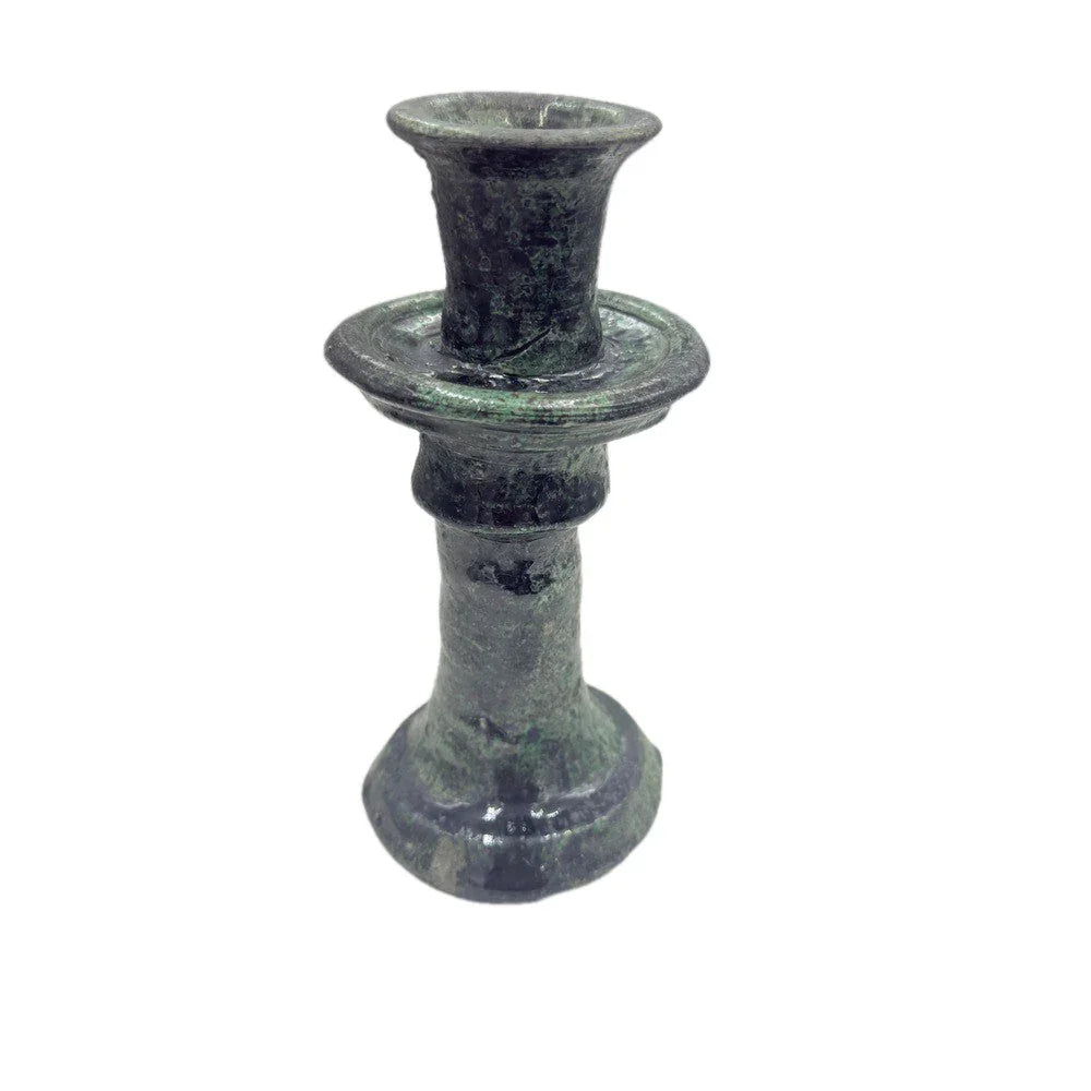 Moroccan Tamegroute Glazed Candlestick Holder - Berbere Imports