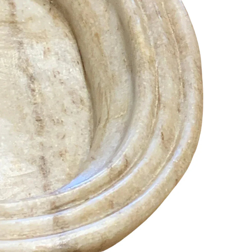 9-Inch Oval Ribbed Marble Tray - Berbere Imports