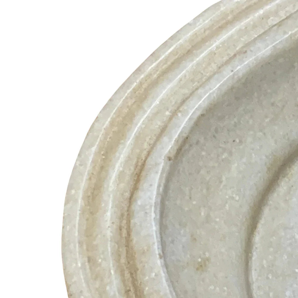 13-Inch Oval Ribbed Marble Tray - Berbere Imports