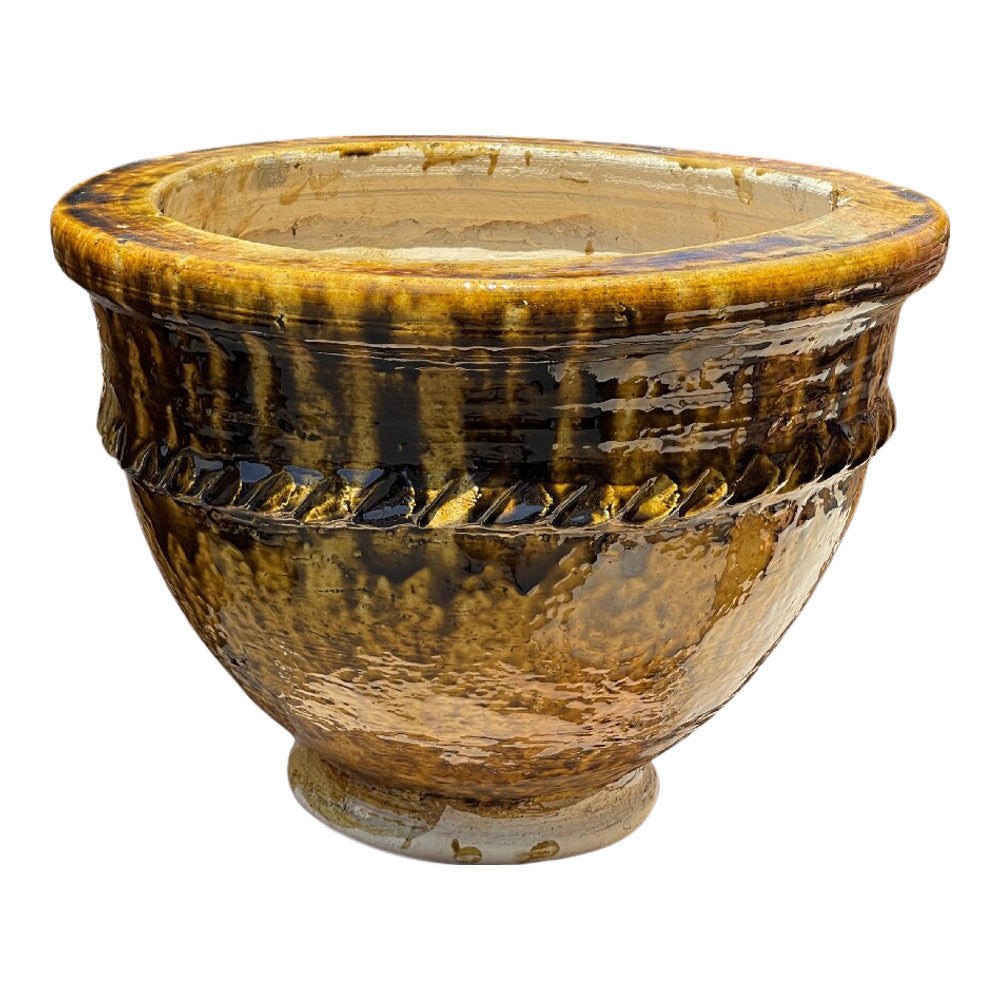 Tangier Yellow Glazed Planter - Small - Berbere Imports