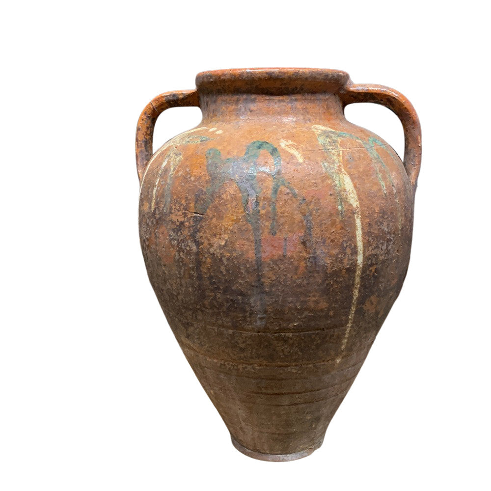 Vintage Glazed Kinik Olive Oil Jar - Berbere Imports