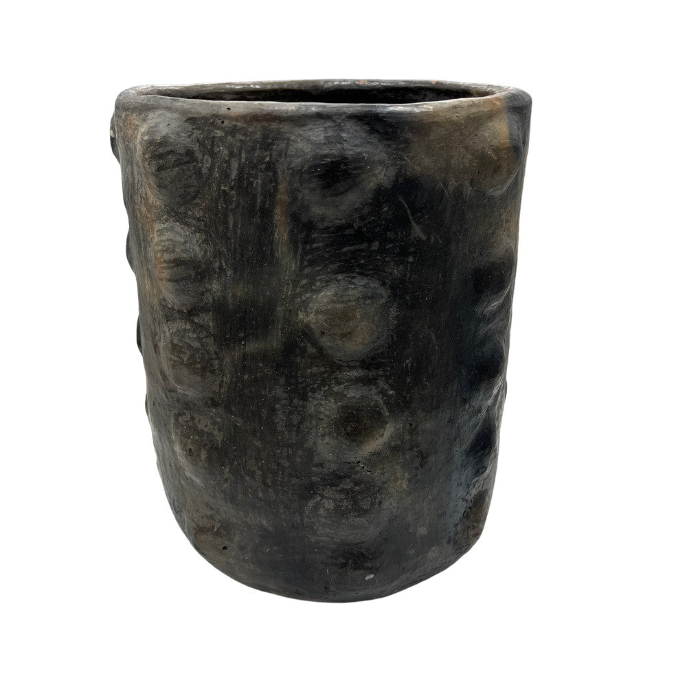 Sejnane Cylindrical Clay Bumpy Vessel - Dark Medium - Berbere Imports
