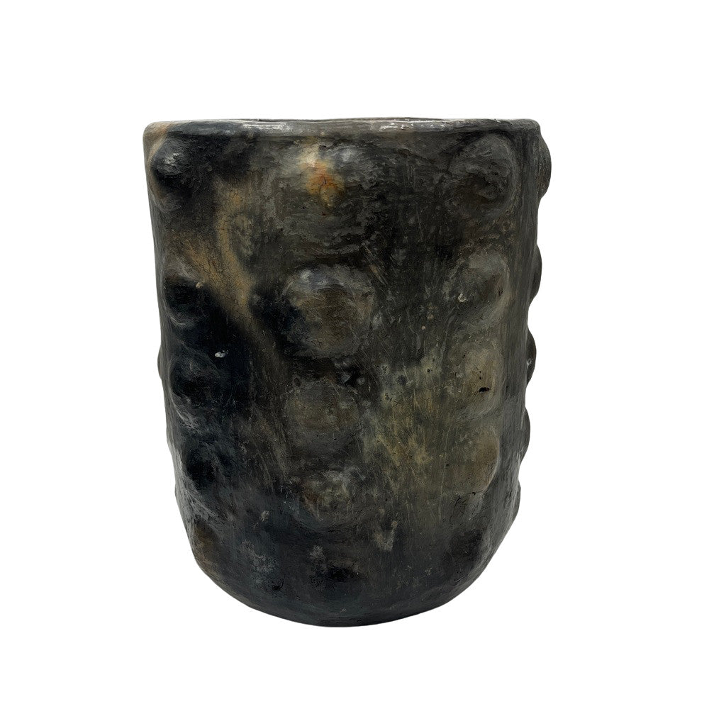 Sejnane Cylindrical Clay Bumpy Vessel - Dark Medium - Berbere Imports