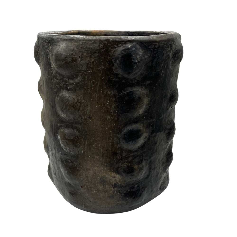 Sejnane Cylindrical Clay Bumpy Vessel - Dark Medium - Berbere Imports
