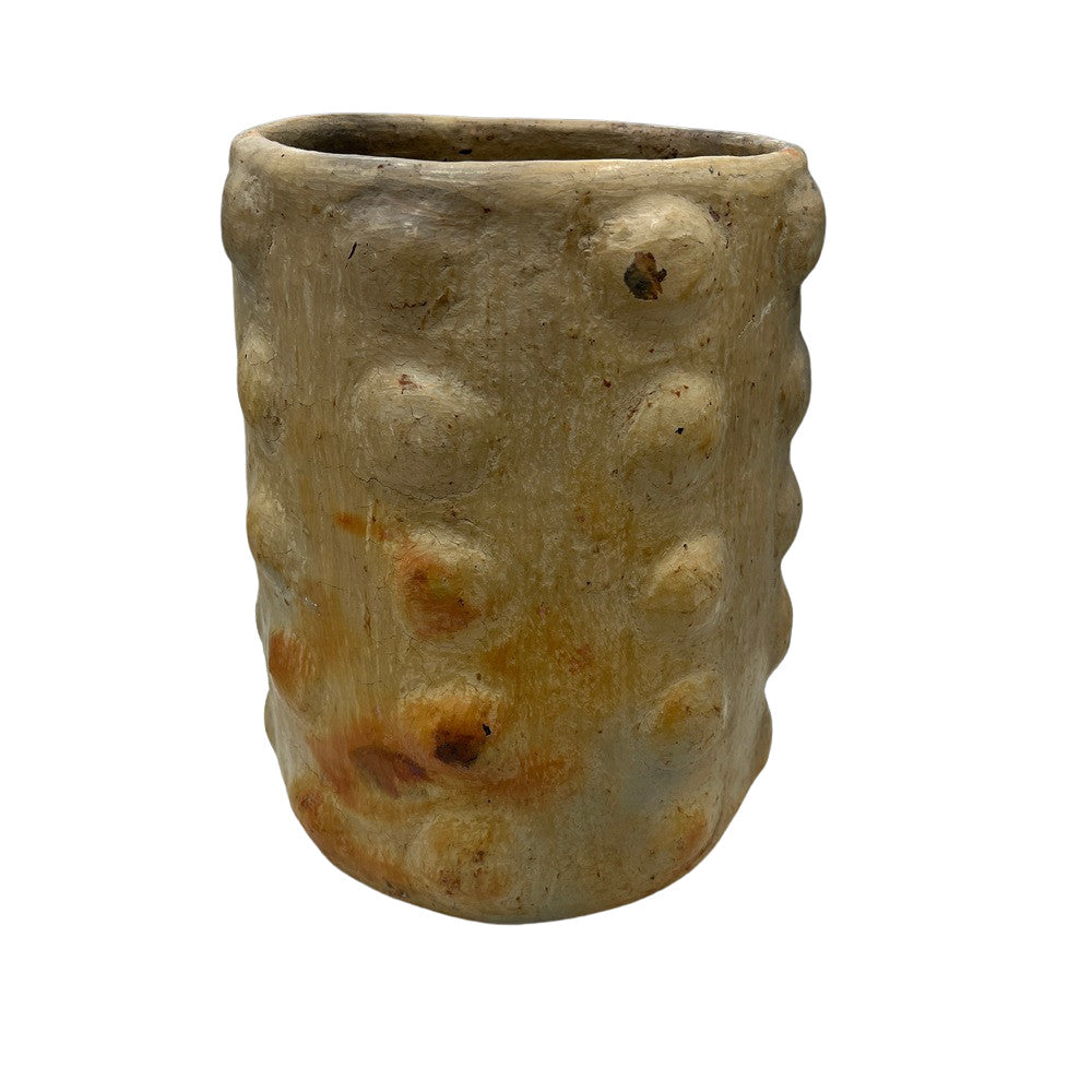 Sejnane Cylindrical Clay Bumpy Vessel - Light Medium - Berbere Imports