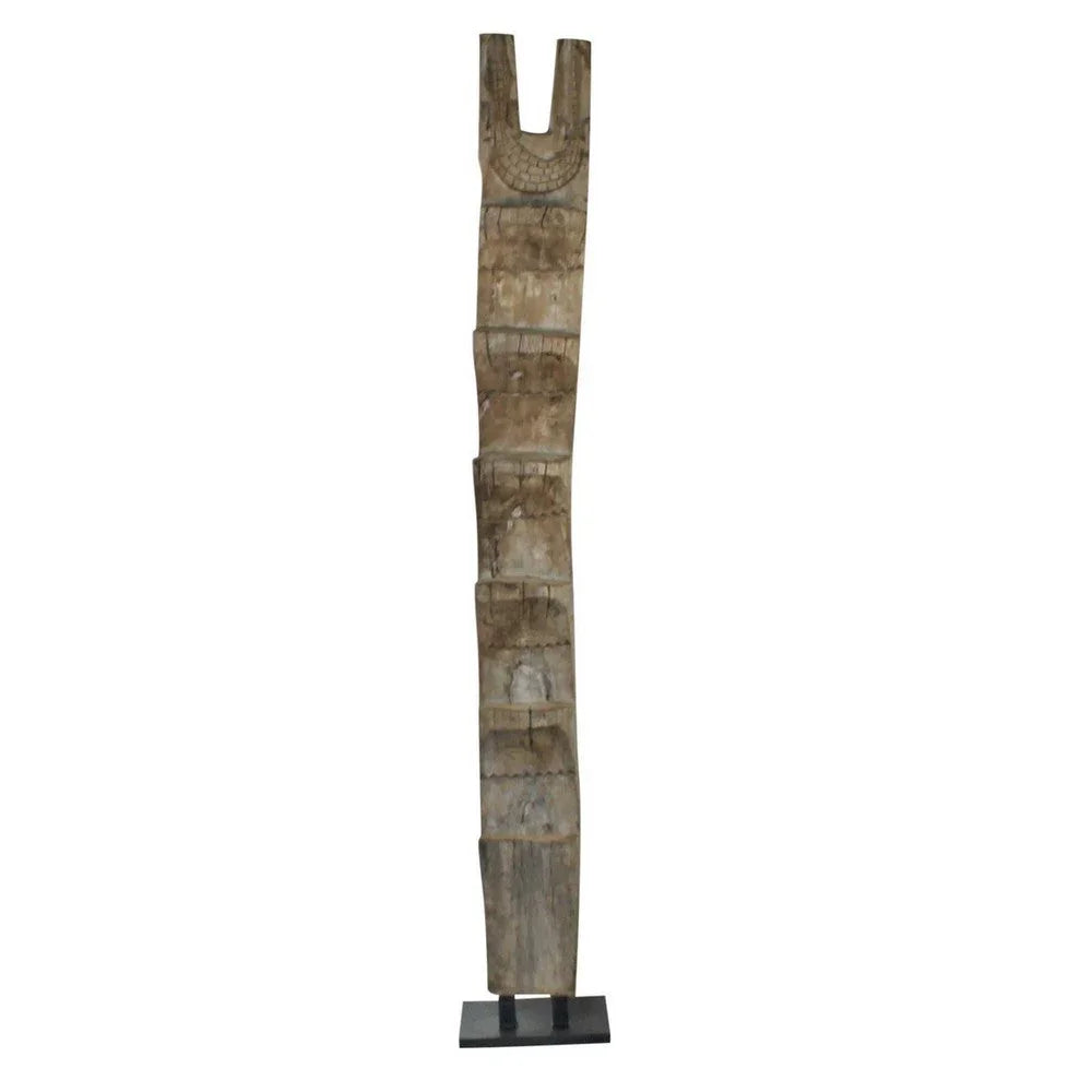 Antique African Wooden Ladder On Custom Iron Base - Berbere Imports