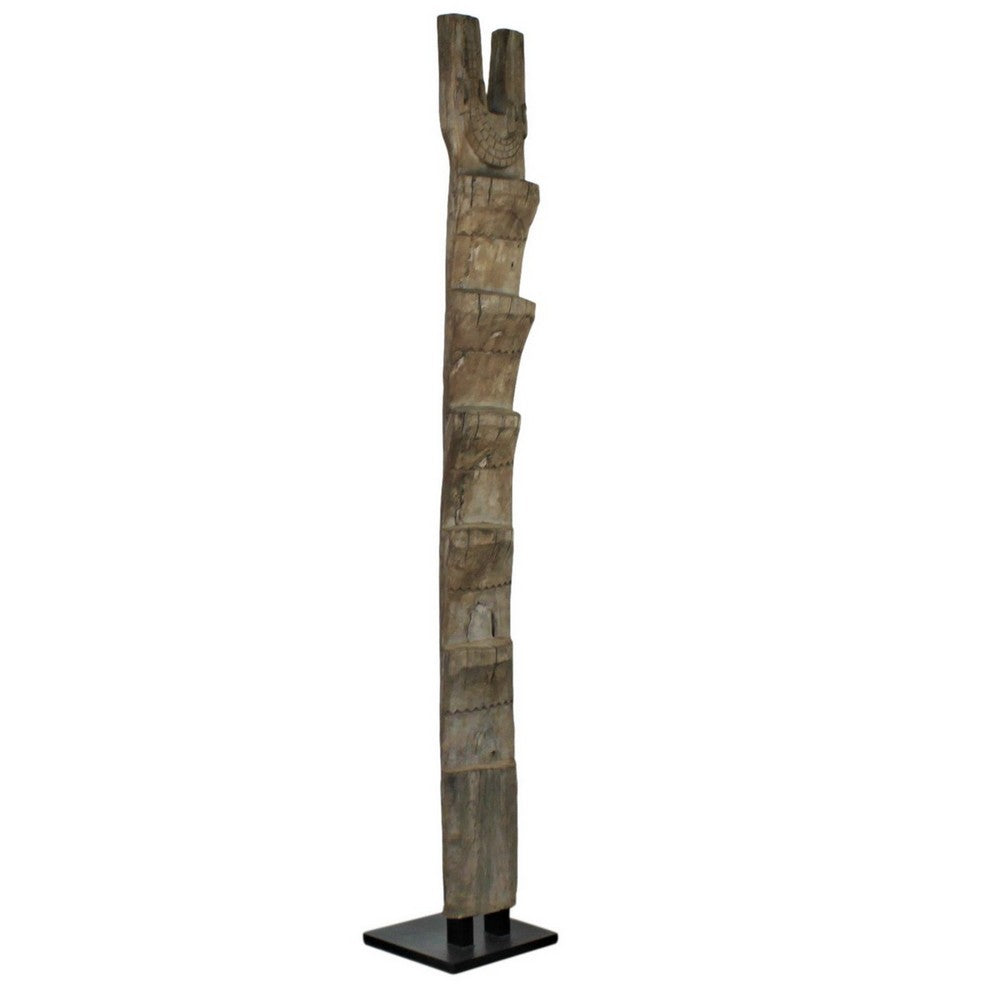 Antique African Wooden Ladder On Custom Iron Base - Berbere Imports