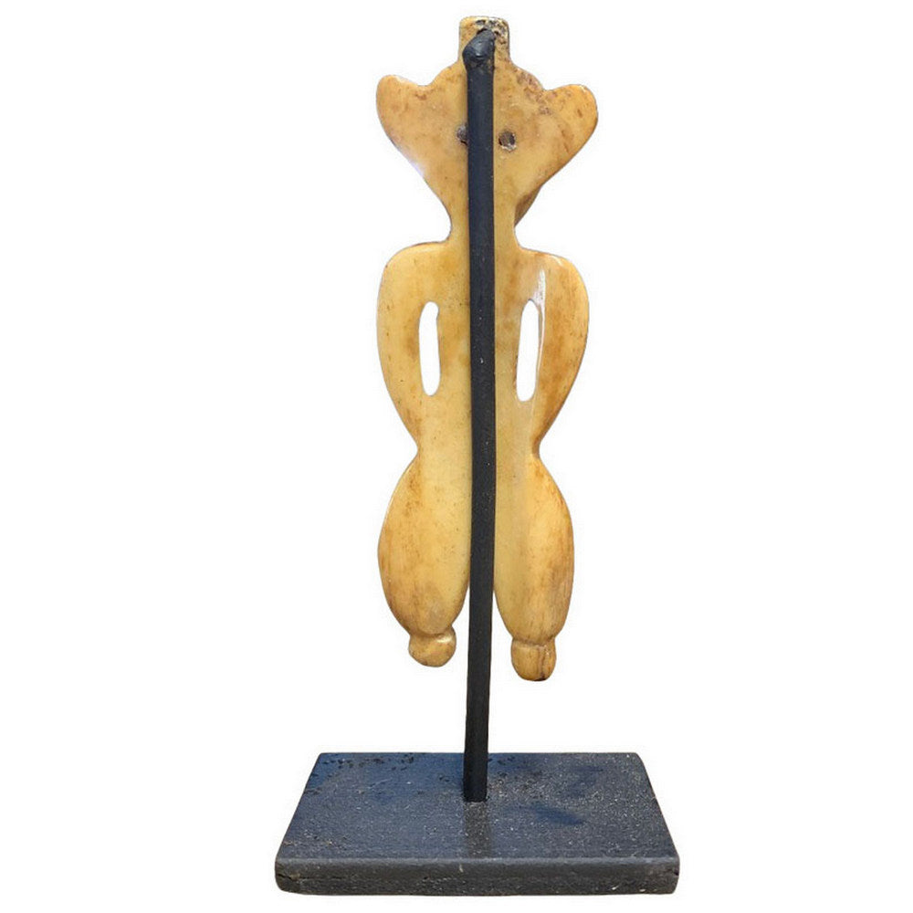 Tiny Carved Bone Primitive Figurine On Stand - Berbere Imports