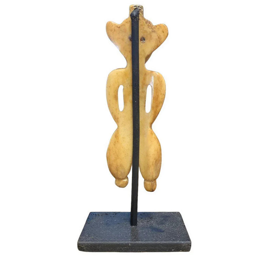 Tiny Carved Bone Primitive Figurine On Stand - Berbere Imports