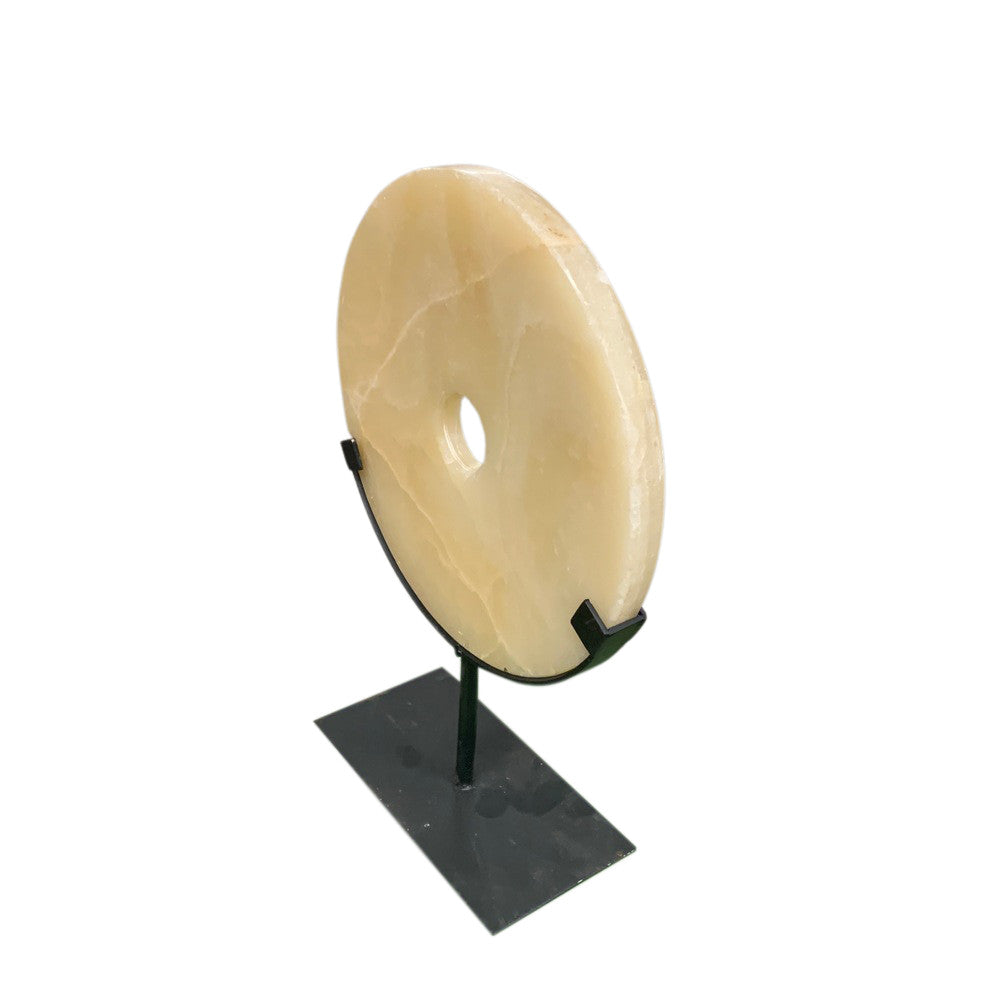 Honey Onyx Disc On Metal Stand - Berbere Imports