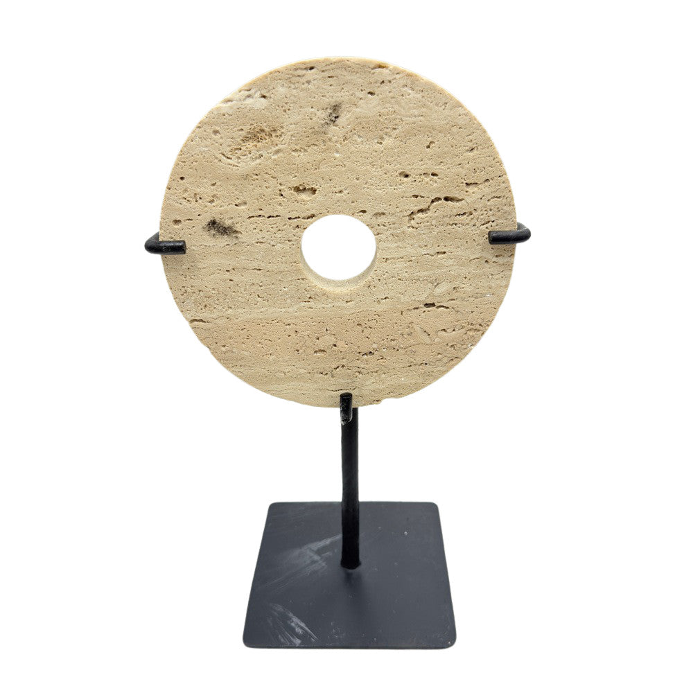 Travertine Disc On Metal Stand - Berbere Imports