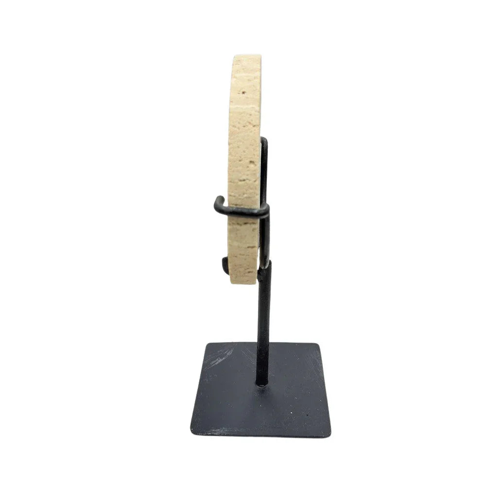 Travertine Disc On Metal Stand - Berbere Imports