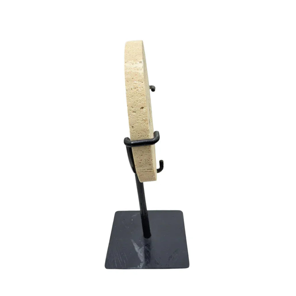 Travertine Disc On Metal Stand - Berbere Imports