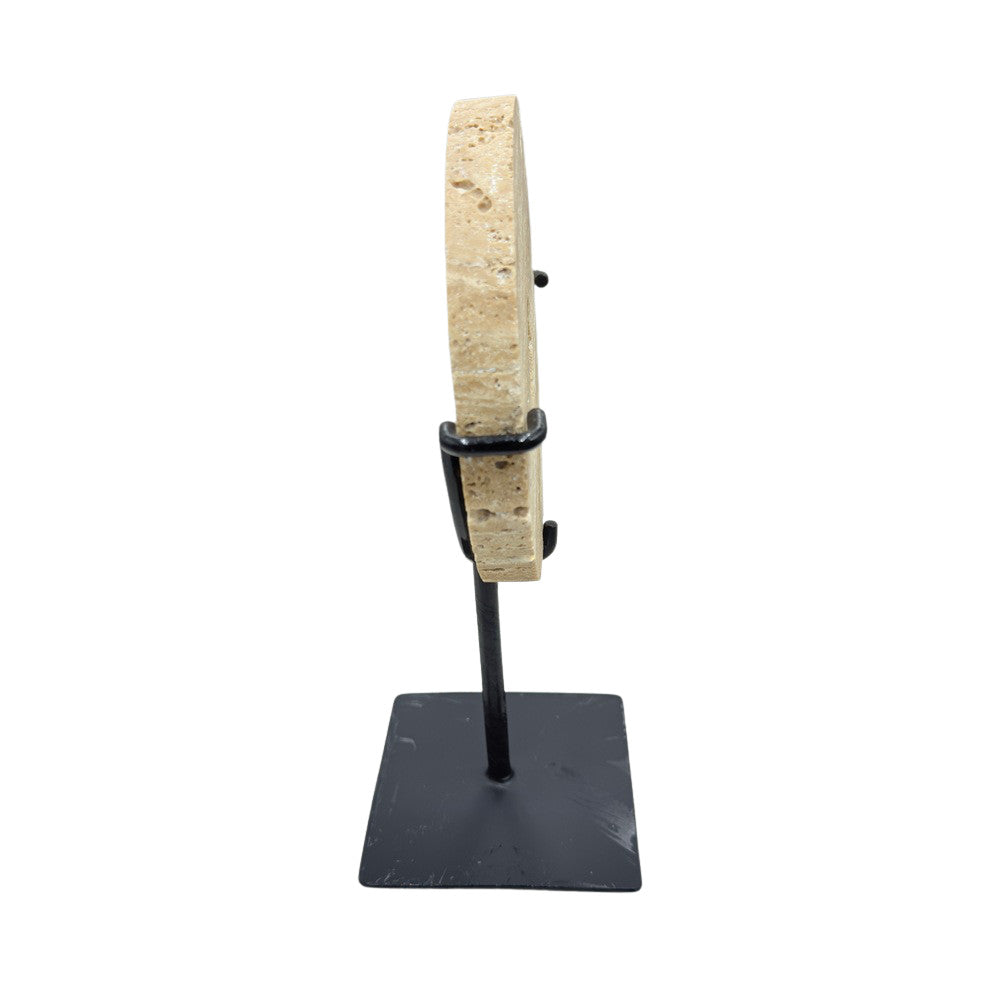 Travertine Disc On Metal Stand - Berbere Imports
