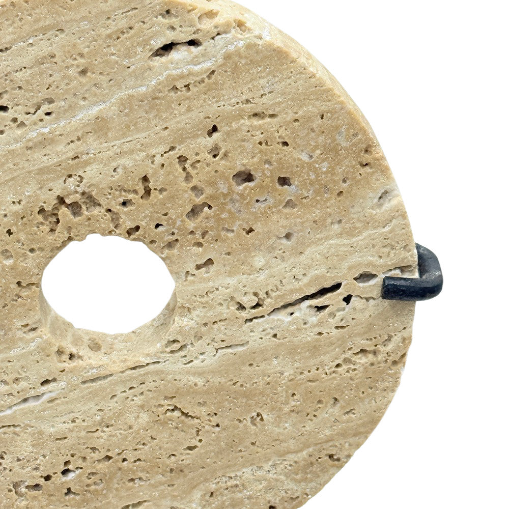Travertine Disc On Metal Stand - Berbere Imports