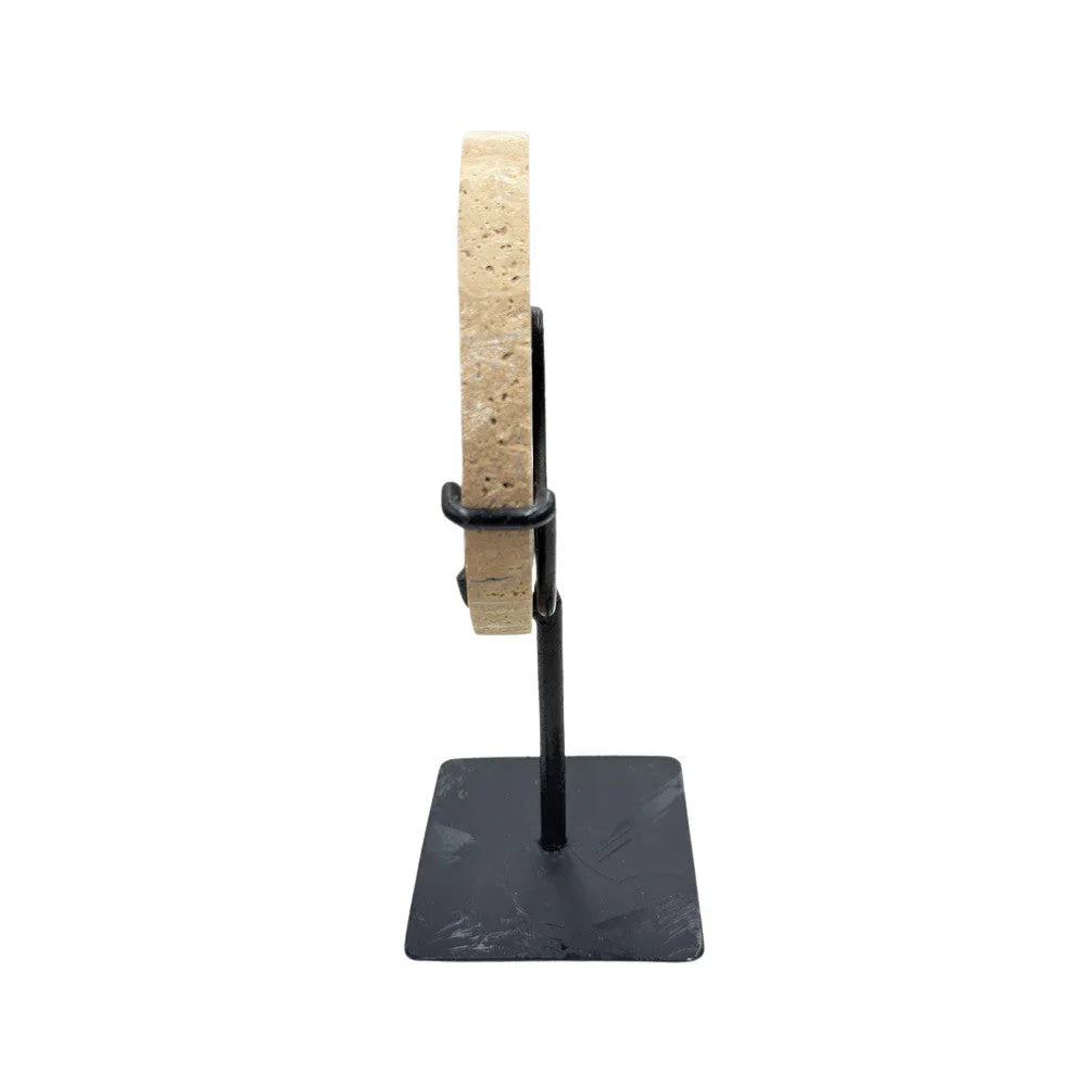 Travertine Disc On Metal Stand - Berbere Imports