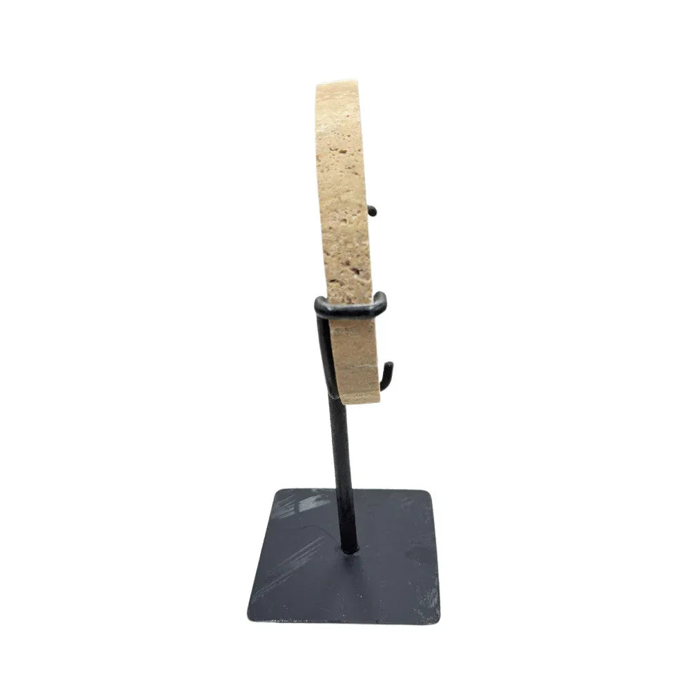 Travertine Disc On Metal Stand - Berbere Imports