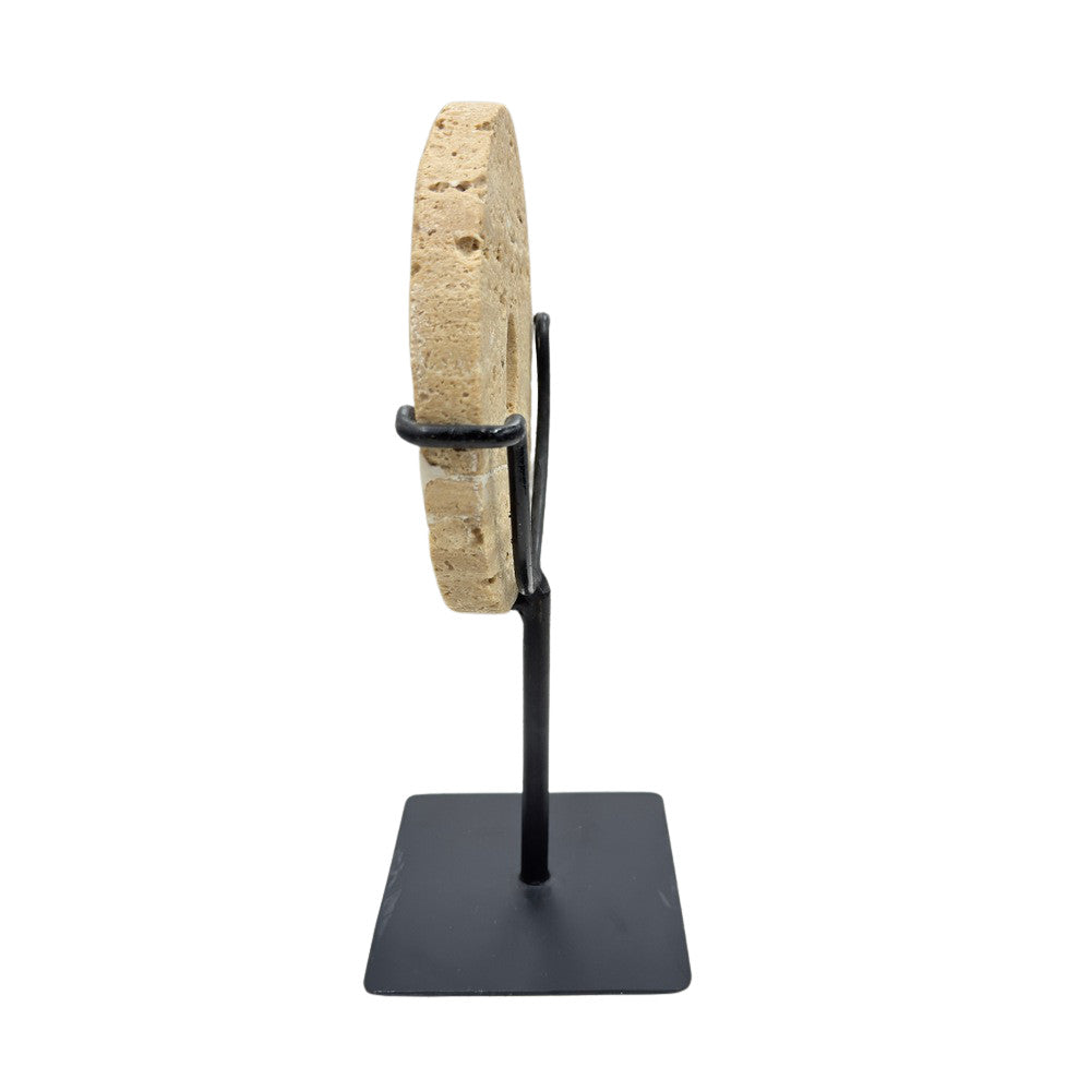 Travertine Disc On Metal Stand - Berbere Imports