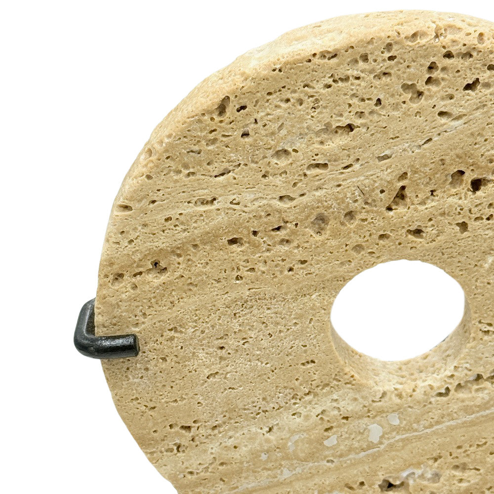 Travertine Disc On Metal Stand - Berbere Imports