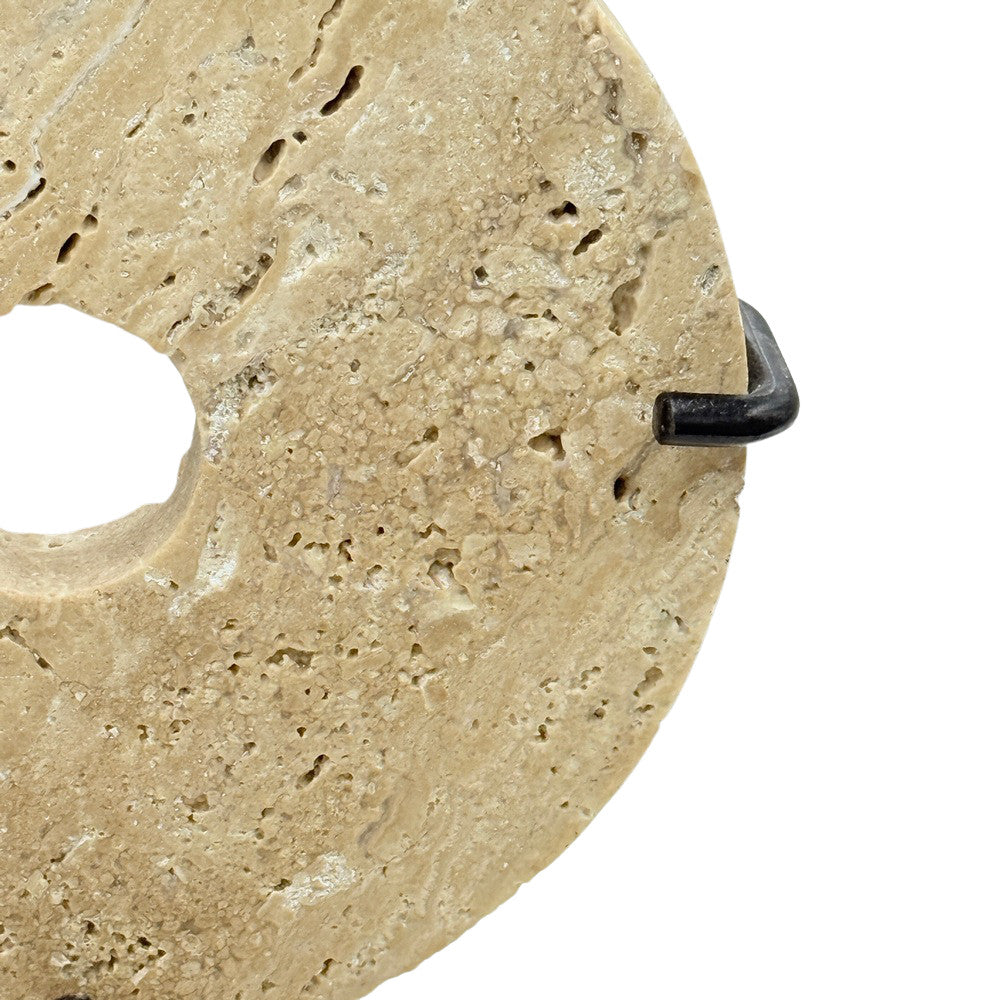 Travertine Disc On Metal Stand - Berbere Imports