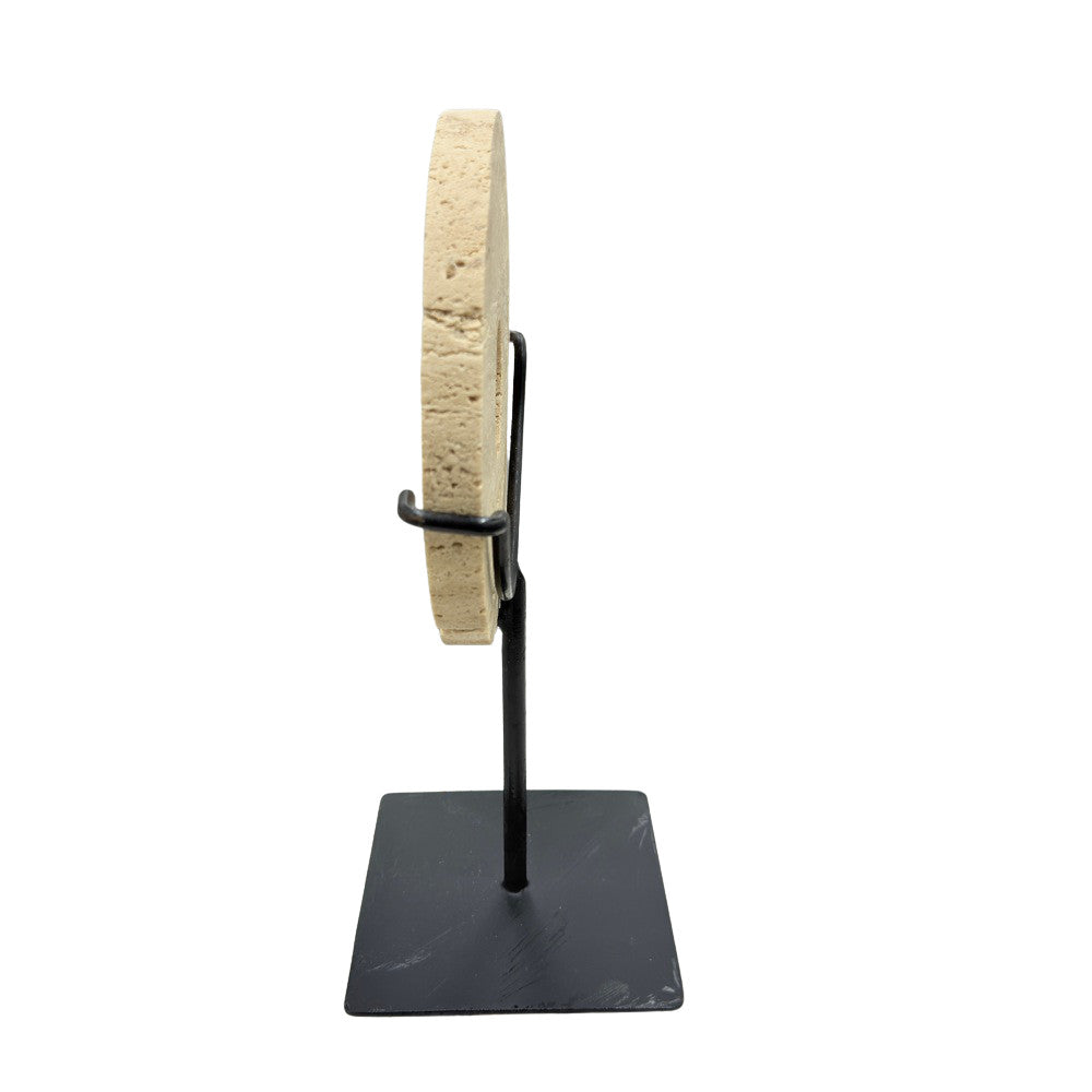 Travertine Disc On Metal Stand - Berbere Imports