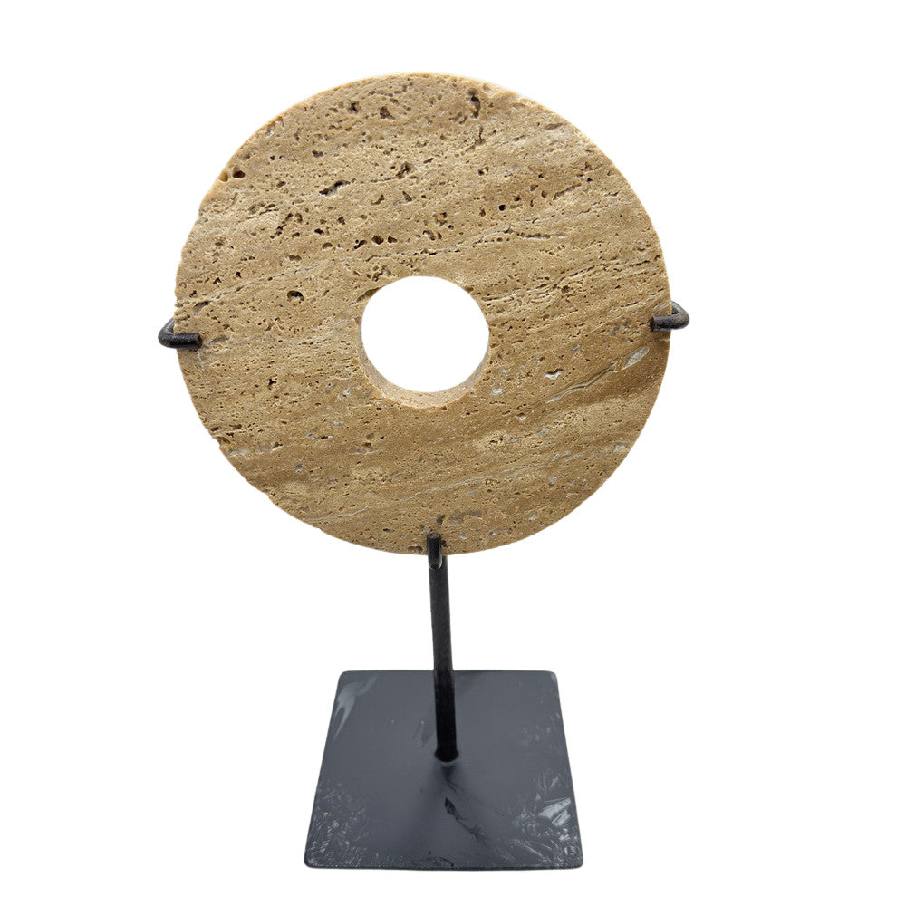 Travertine Disc On Metal Stand - Berbere Imports