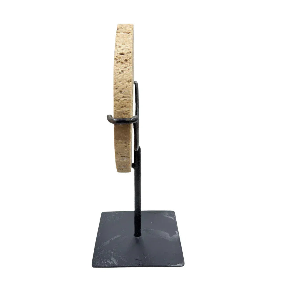 Travertine Disc On Metal Stand - Berbere Imports