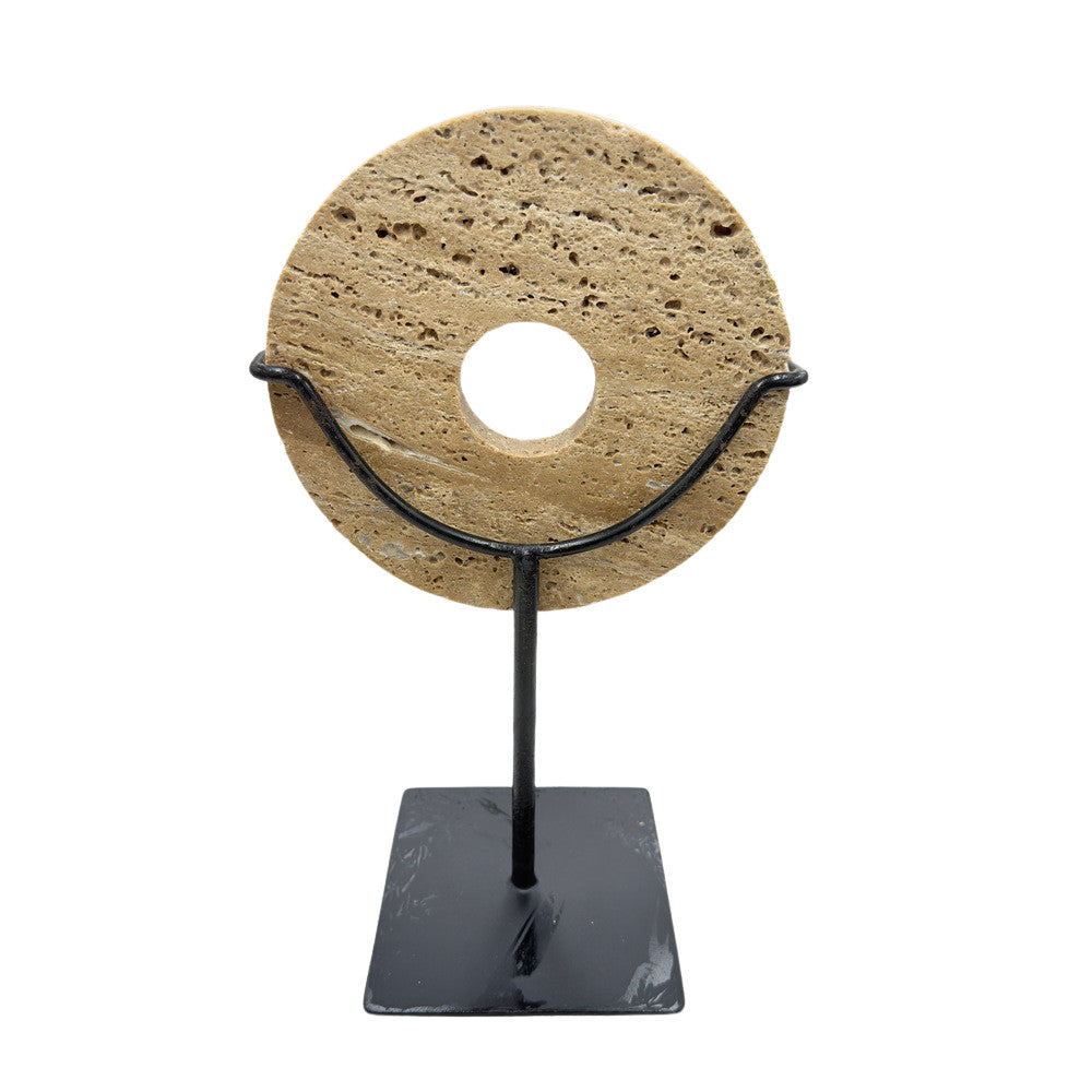 Travertine Disc On Metal Stand - Berbere Imports