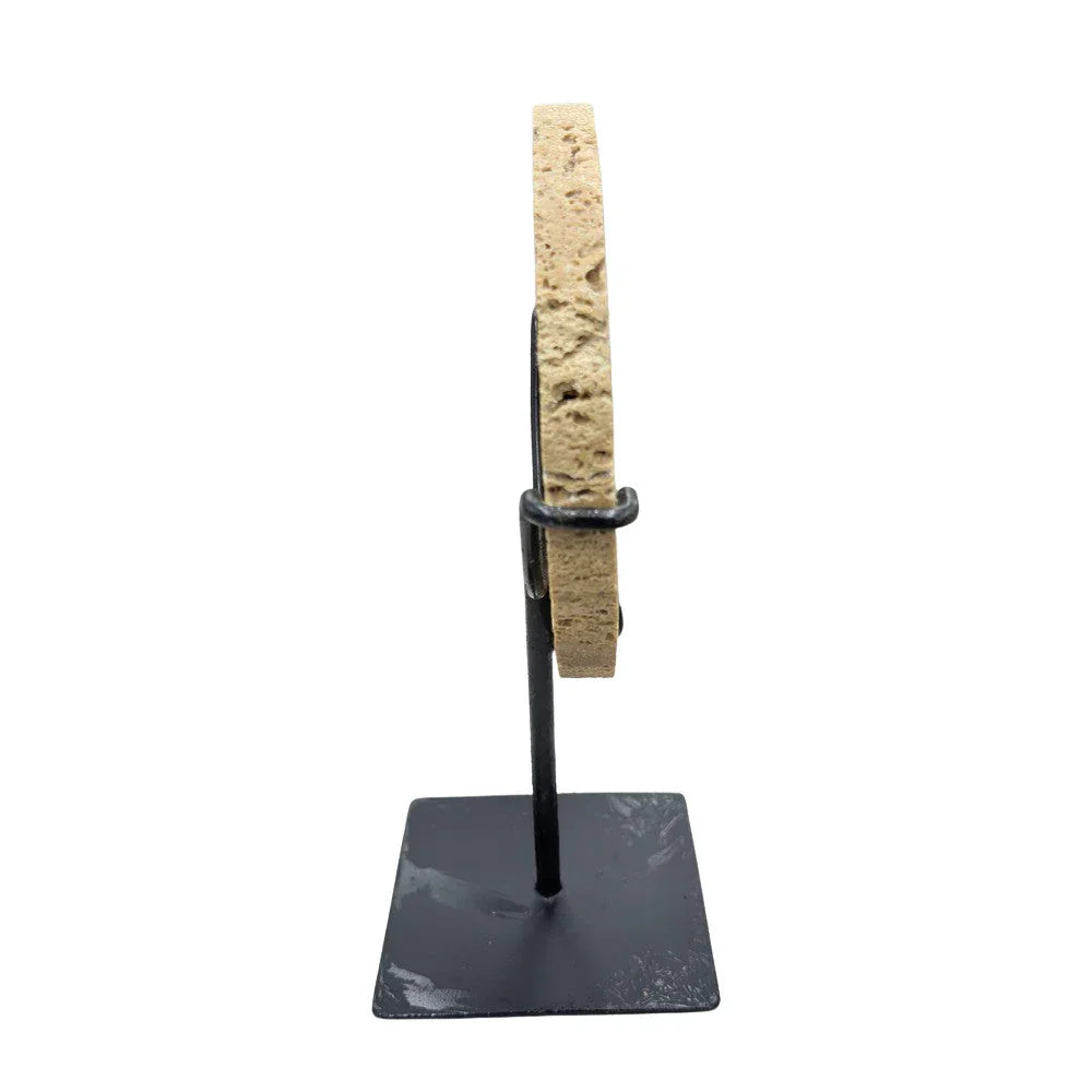 Travertine Disc On Metal Stand - Berbere Imports