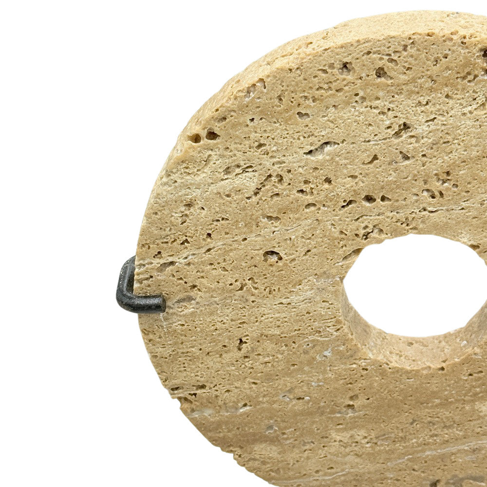 Travertine Disc On Metal Stand - Berbere Imports
