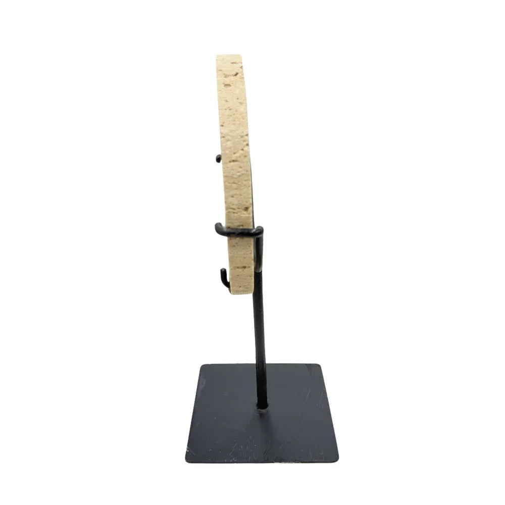 Travertine Disc On Metal Stand - Berbere Imports