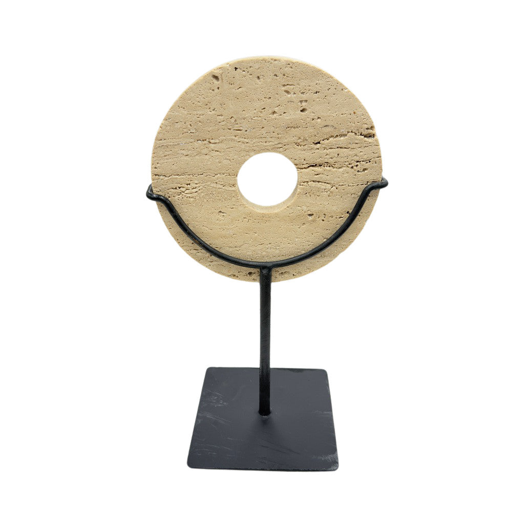 Travertine Disc On Metal Stand - Berbere Imports