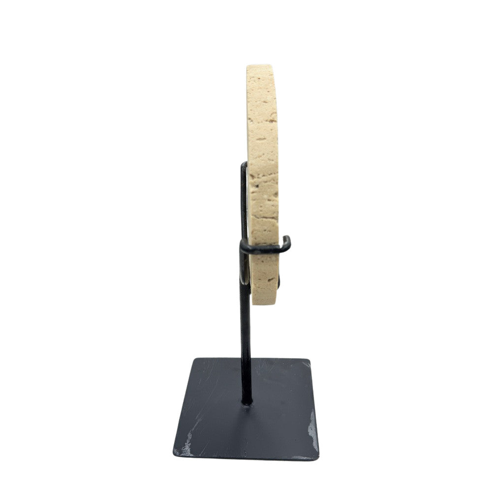 Travertine Disc On Metal Stand - Berbere Imports