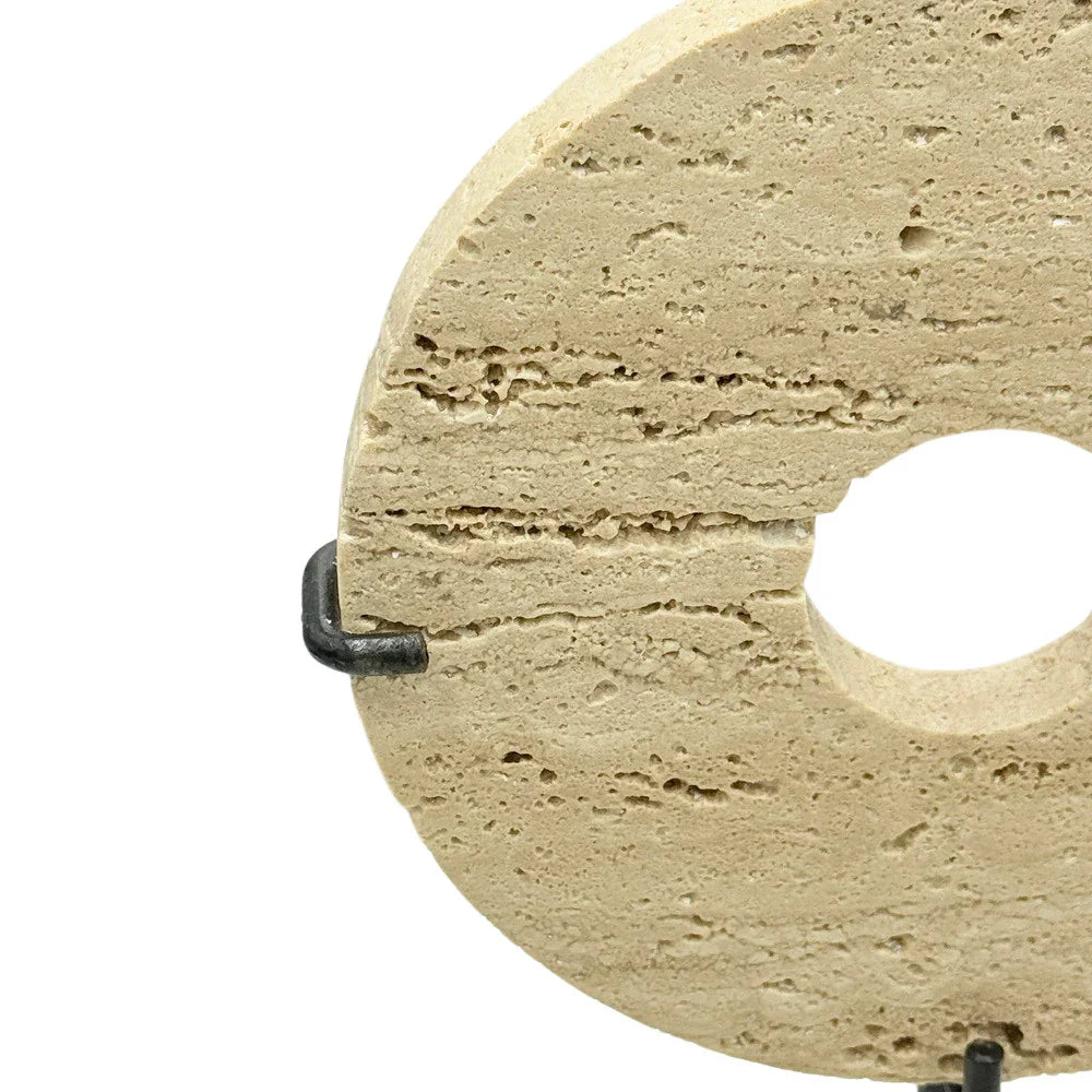 Travertine Disc On Metal Stand - Berbere Imports