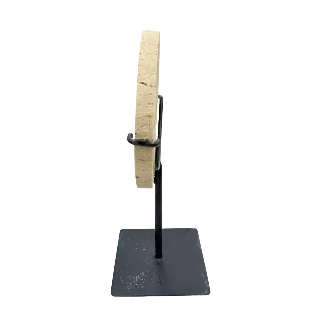 Travertine Disc On Metal Stand - Berbere Imports