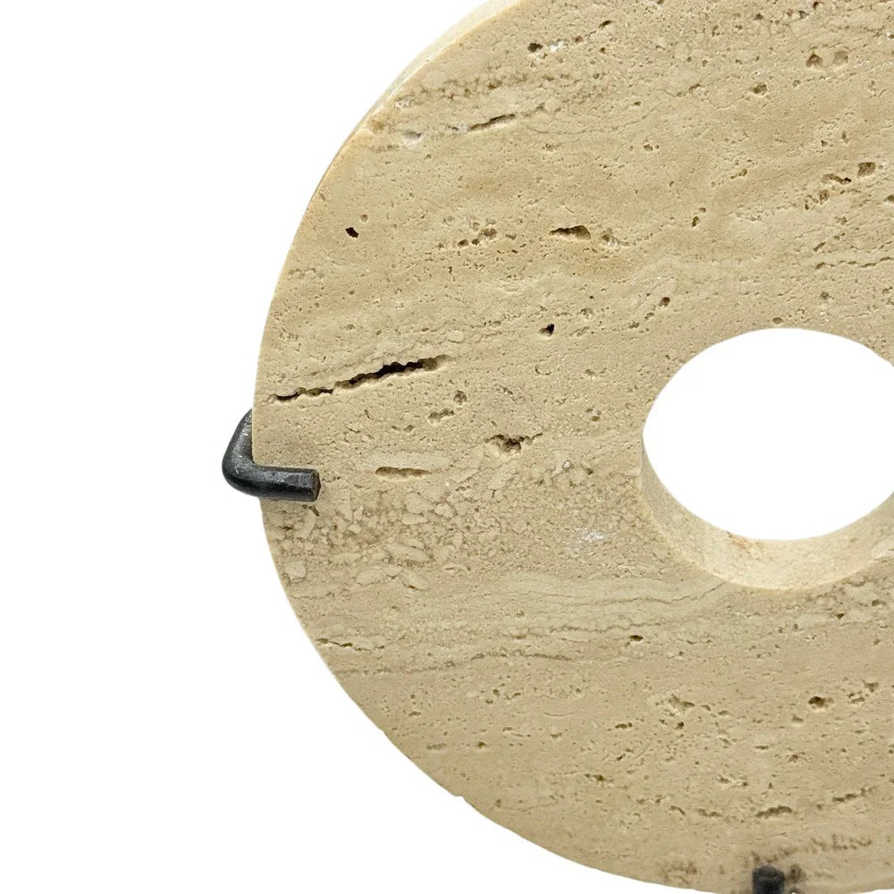 Travertine Disc On Metal Stand - Berbere Imports