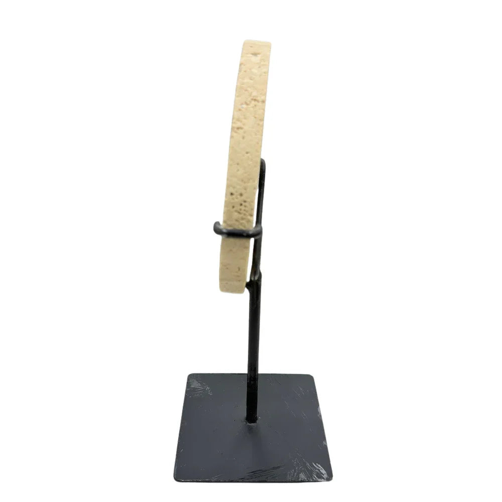 Travertine Disc On Metal Stand - Berbere Imports