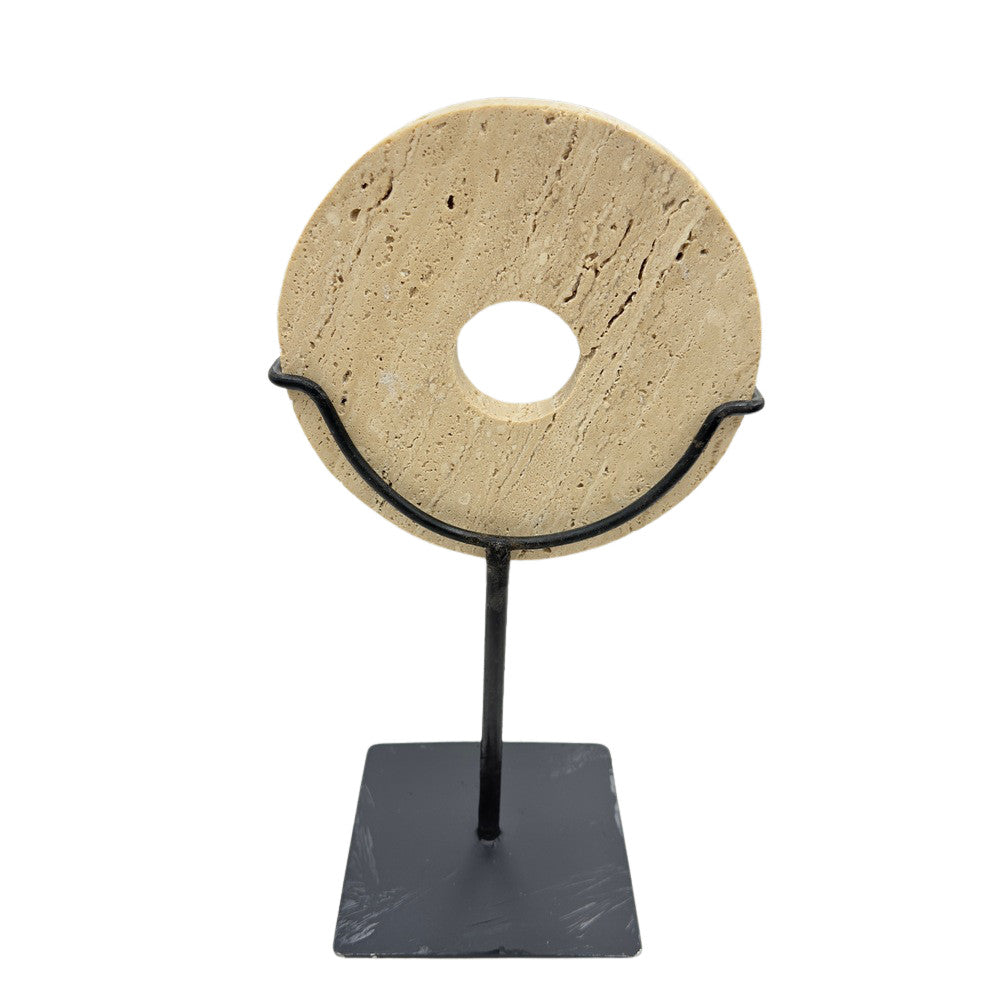 Travertine Disc On Metal Stand - Berbere Imports