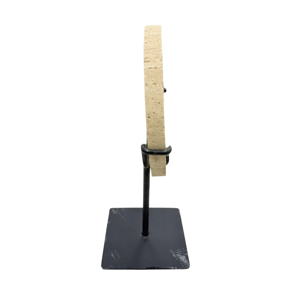 Travertine Disc On Metal Stand - Berbere Imports