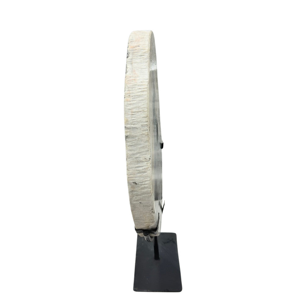 Petrified Wood Disc On Metal Stand - Berbere Imports