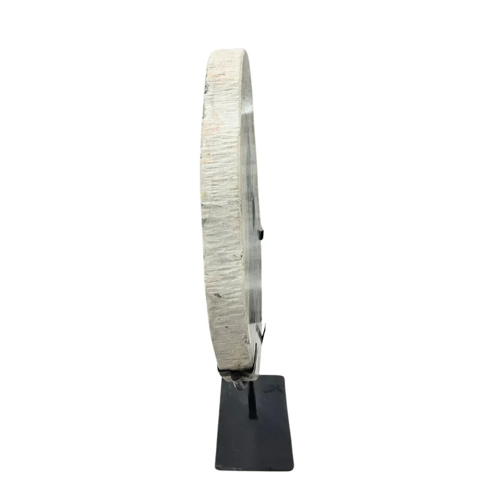 Petrified Wood Disc On Metal Stand - Berbere Imports
